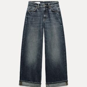 Dark Wash Wide-Leg Denim Jeans