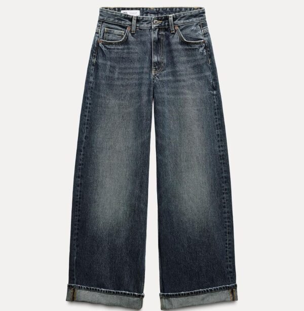 Dark Wash Wide-Leg Denim Jeans