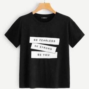 Black Slogan Graphic T-Shirt