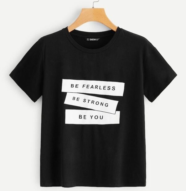 Black Slogan Graphic T-Shirt